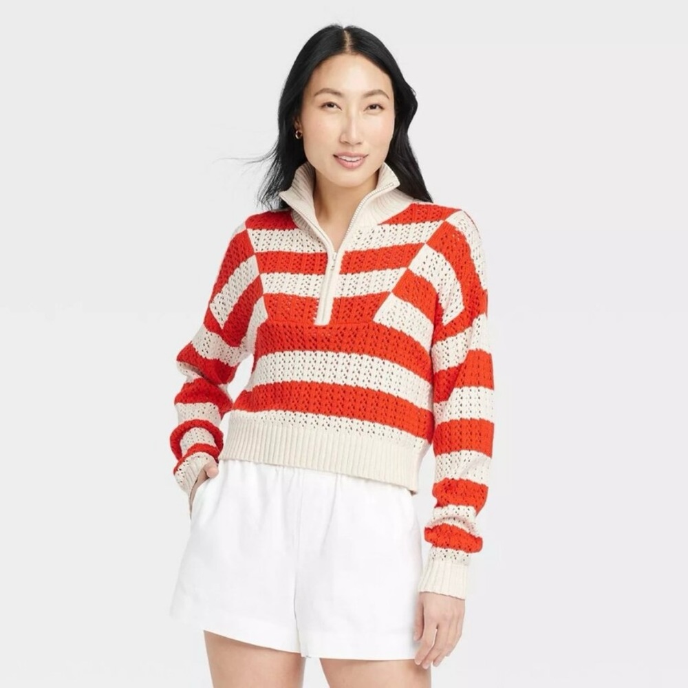 Women's Quarter Zip Mock Turtleneck Pullover Sweater - A New Day™